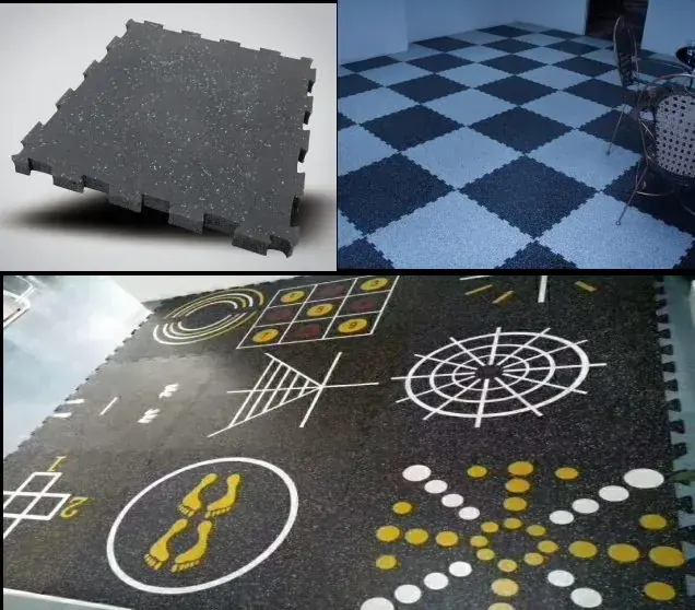 Interlocking rubber gym tile 500x500 with pin-and-lock edges